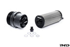 MMX Performance S58 lifetime oil service kit featuring a black billet aluminum oil filter housing for BMW G8X M2 M3 M4 models.
