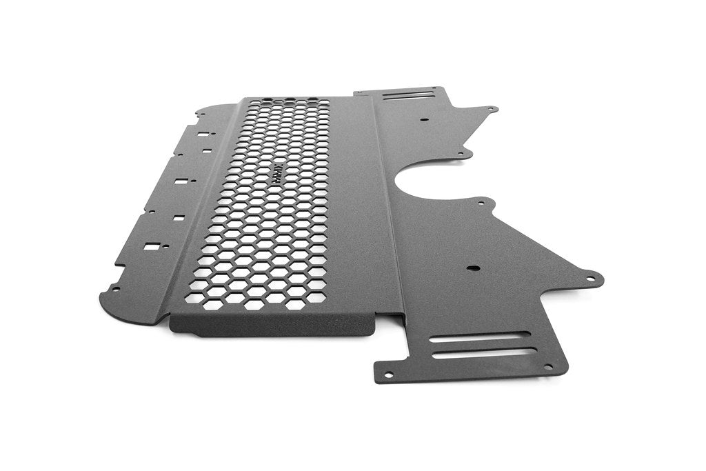 MMX Performance G8X M2 M3 M4 Oil Cooler Guard featuring 6061-T6 aluminum construction and protective mesh design on a white background