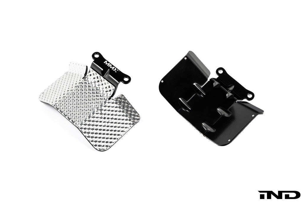 MMX Performance rear differential output shaft heat shield set for BMW G8X M2, M3, and M4 shown on a white background
