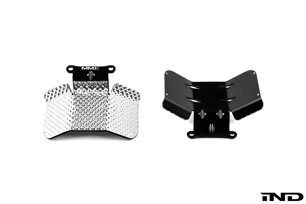 MMX Performance rear differential output shaft heat shield set for BMW G8X M2, M3, and M4 shown on a white background