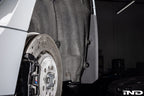 Megachip G8X M2 M3 M4 exterior splash guard set installed on vehicle, protecting wheels and underside from debris and water.