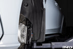 Megachip G8X M2 M3 M4 exterior splash guard set installed on vehicle, protecting wheel area from debris and water.