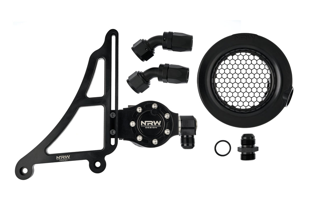 NRW-Design G8X S58 Performance Oil Catch Can Kit with single turbo bracket and velocity stack for BMW G8X S58 engine