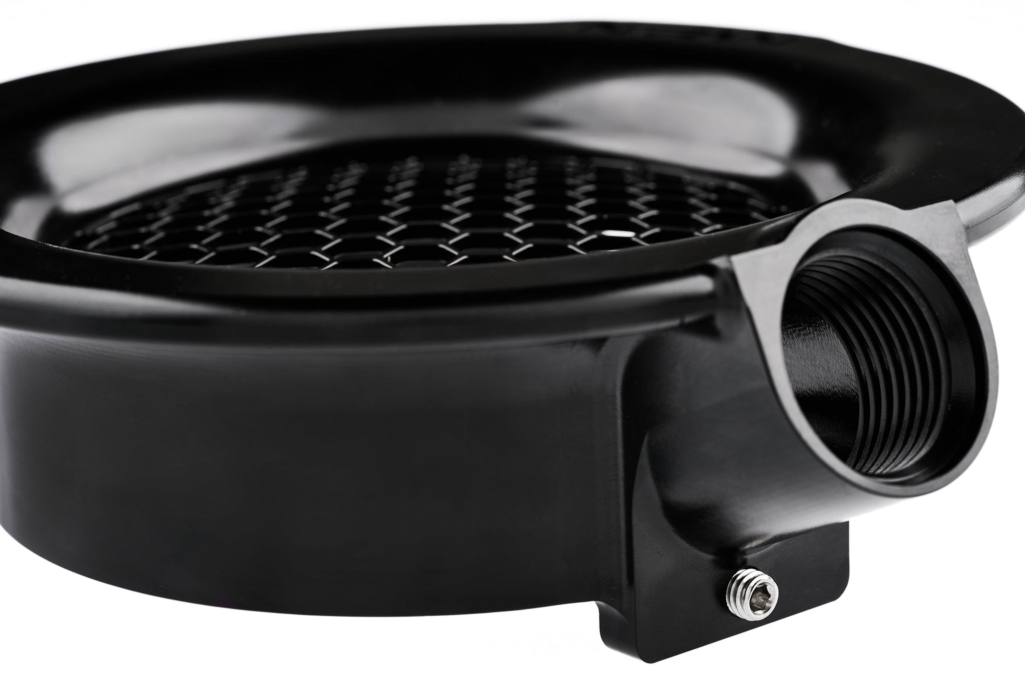 Close-up view of NRW's black BMW S58 Single Turbo Conversion Velocity Stack