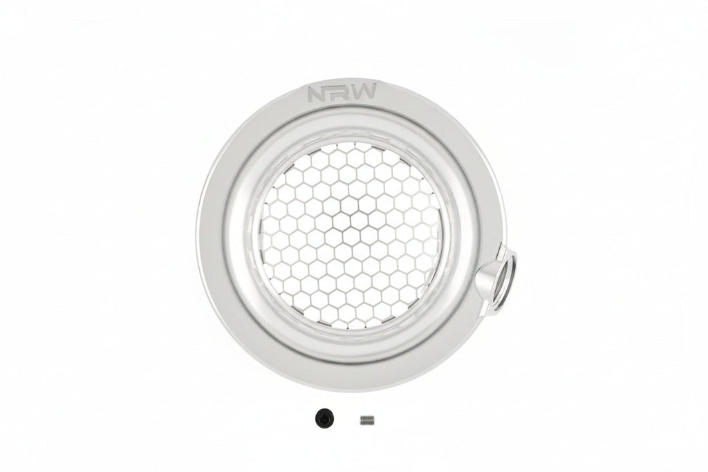NRW-Design BMW S58 single turbo velocity stack with mesh filter for enhanced airflow and performance.