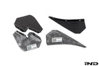 RKP F8X M3 / M4 GT4 Carbon Bumper Canard Set manufactured by Alpha-N in Germany, featuring lightweight carbon fiber construction and GT4-inspired aerodynamic styling, shown on a white background.