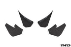 RKP F8X M3 / M4 GT4 Carbon Bumper Canard Set manufactured by Alpha-N in Germany, featuring lightweight carbon fiber construction and GT4-inspired aerodynamic styling, shown on a white background.