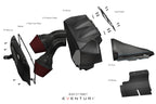 Eventuri black carbon intake system for Audi C7 RS6/RS7 showcasing detailed CAD design and performance features.