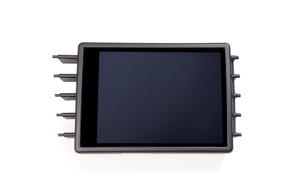 CANchecked MFD32 Gen2 3.2-inch multi-function display for the Subaru GR Impreza WRX (MK3) (LHD), shown on a white background with the vehicle-specific mounting bezel and wiring harness.