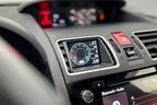 CANchecked MFD28 Gen2 2.8-inch multi-function display installed in a left-hand drive Subaru VA WRX / STI (MK4), featuring a vehicle-specific dashboard integration.