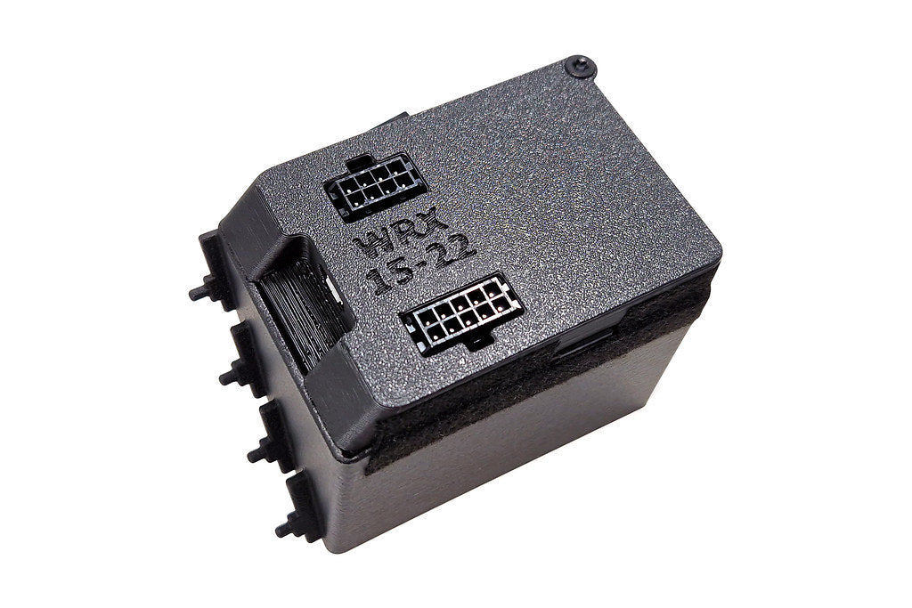 CANchecked MFD28 Gen2 2.8-inch multi-function display for the Subaru VA WRX / STI (MK4) (LHD), shown on a white background with the vehicle-specific mounting bezel and wiring harness.