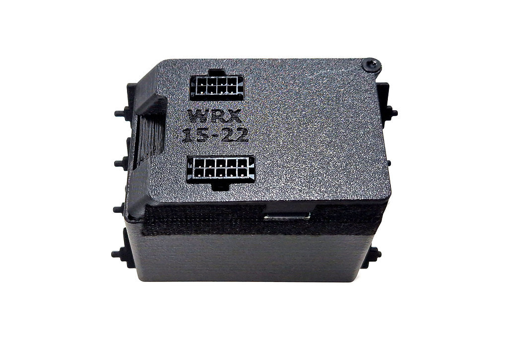 CANchecked MFD28 Gen2 2.8-inch multi-function display for the Subaru VA WRX / STI (MK4) (LHD), shown on a white background with the vehicle-specific mounting bezel and wiring harness.