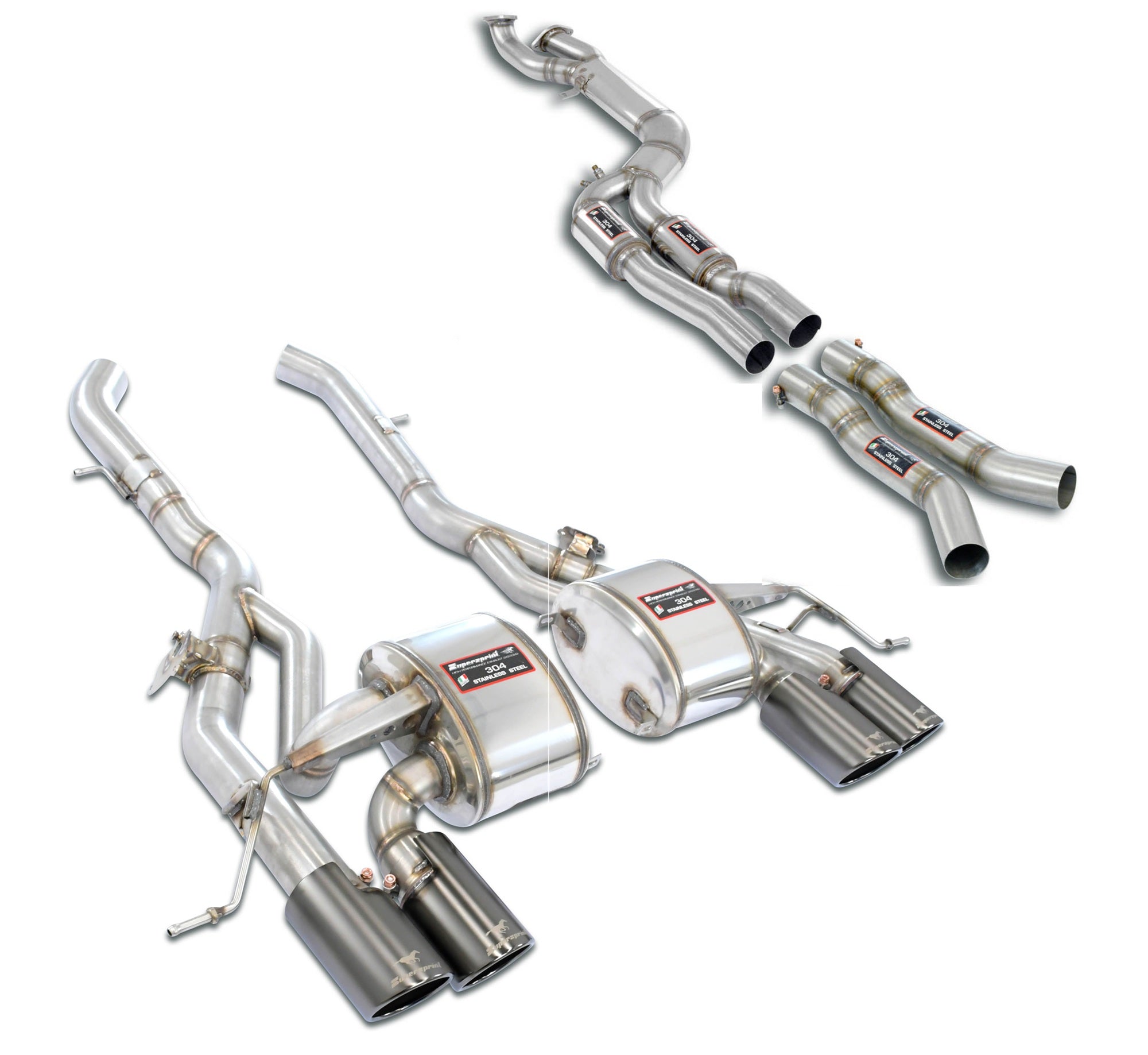 Supersprint BMW G87 M2 J-Pipe Touring Package with valved exhaust system installed on a vehicle.