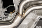 Supersprint J-pipe resonator delete package installed on a BMW G87 M2 with the factory OEM muffler, designed to deliver a more aggressive exhaust note while maintaining OEM fitment and compatibility.