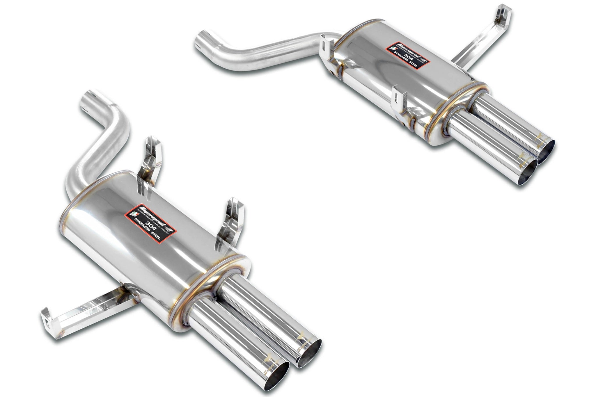 Supersprint BMW E39 M5 stainless steel rear racing exhaust with four 70mm race tips, designed for high-performance sound and style.