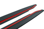 TREVORA G80 M3 pre-preg carbon fiber side skirts with pilot dimples for exterior enhancement on a BMW G80 M3.