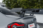 TREVORA G87 M2 TR87 Track Pack Adjustable Rear Wing installed on a BMW G87 M2, featuring a twin-plane pre-preg carbon fibre design engineered to increase aerodynamic efficiency and rear downforce.