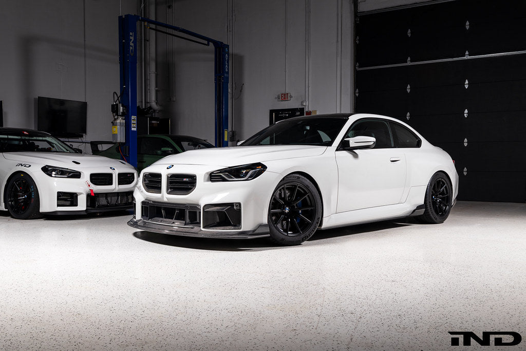 TREVORA TR87 Track pre-preg carbon fibre front splitter installed on BMW G87 M2