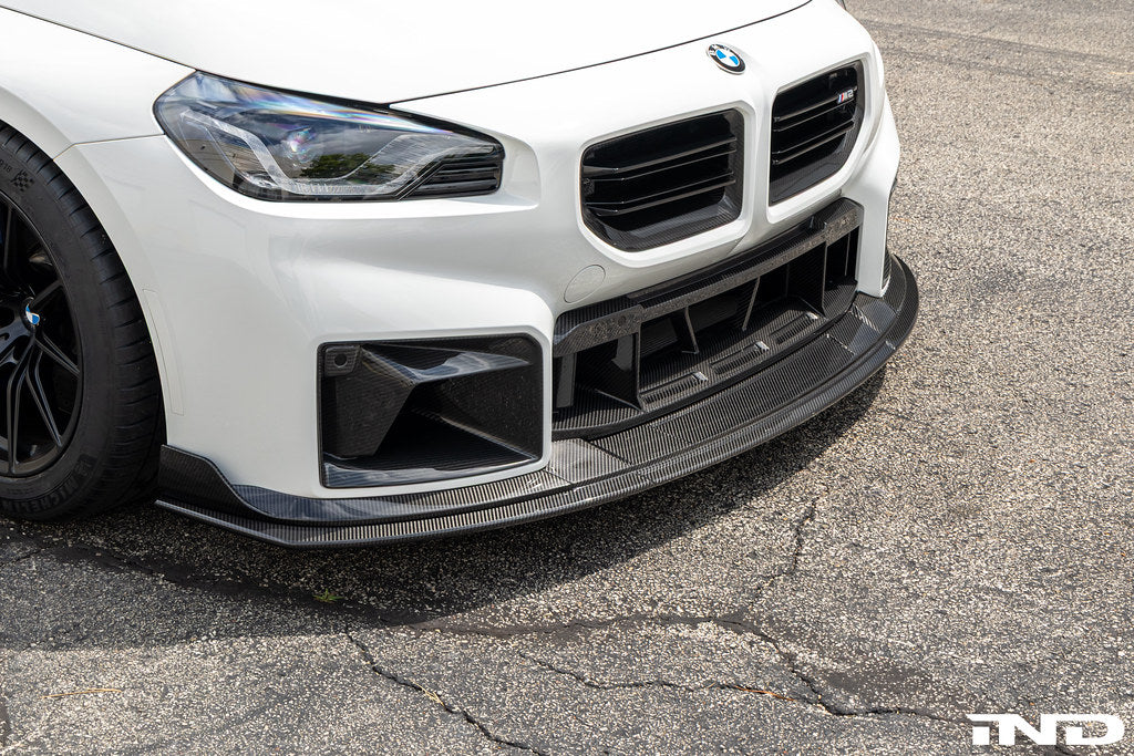 TREVORA TR87 Track pre-preg carbon fibre front splitter installed on BMW G87 M2
