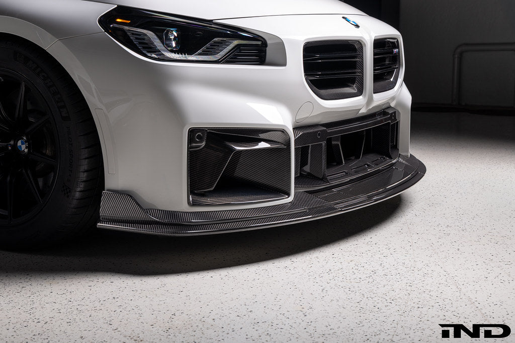 TREVORA TR87 Track pre-preg carbon fibre front splitter installed on BMW G87 M2