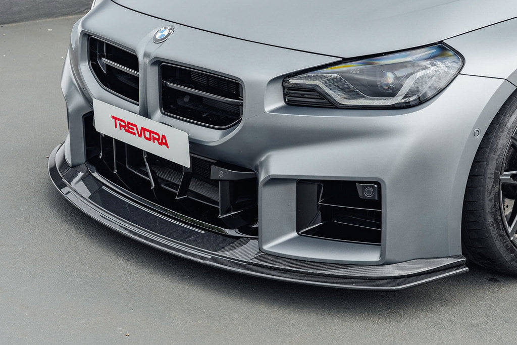 TREVORA TR87 Track pre-preg carbon fibre front splitter installed on BMW G87 M2
