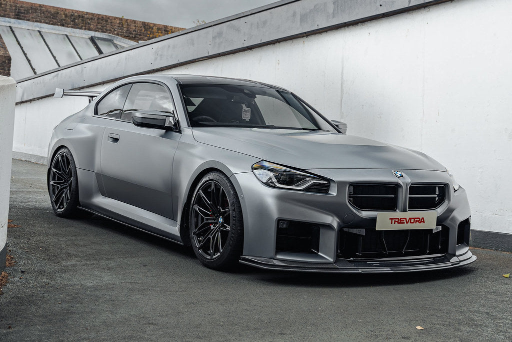 TREVORA TR87 Track pre-preg carbon fibre front splitter installed on BMW G87 M2