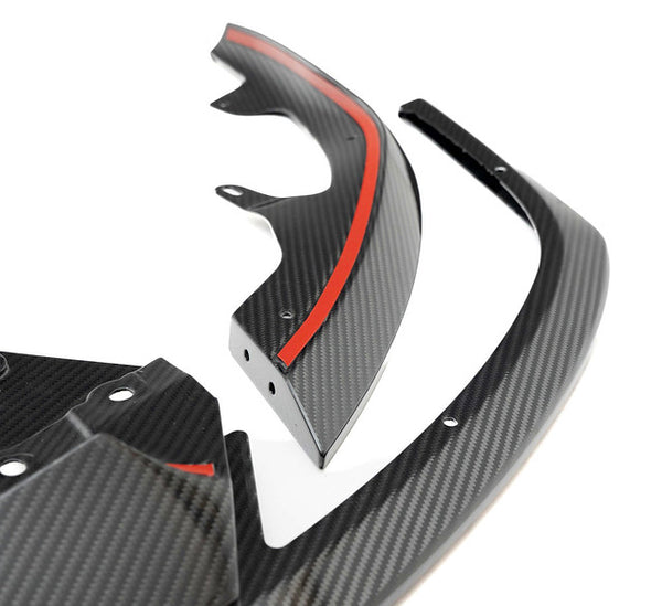 TREVORA TR87 Track pre-preg carbon fibre front splitter for BMW G87 M2 on white background