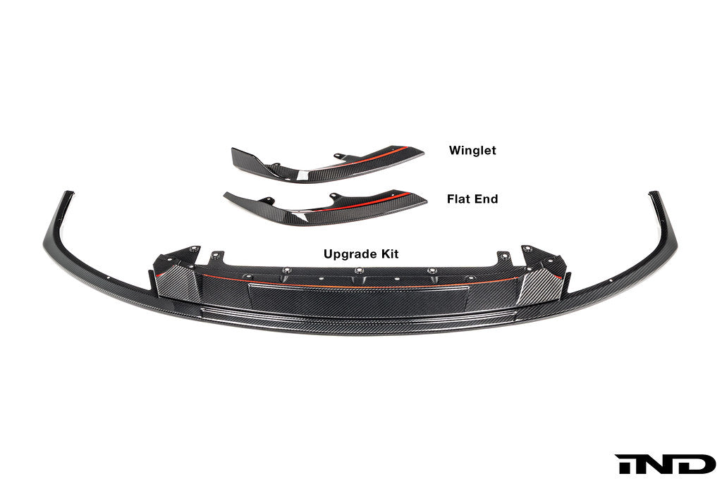 TREVORA TR87 Track pre-preg carbon fibre front splitter for BMW G87 M2 on white background