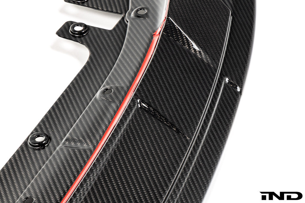 TREVORA TR87 Track pre-preg carbon fibre front splitter for BMW G87 M2 on white background