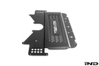 TREVORA G8X M2 M3 M4 metal skid plate under tray designed to protect the underside of the vehicle from road and track debris, shown on a white background.