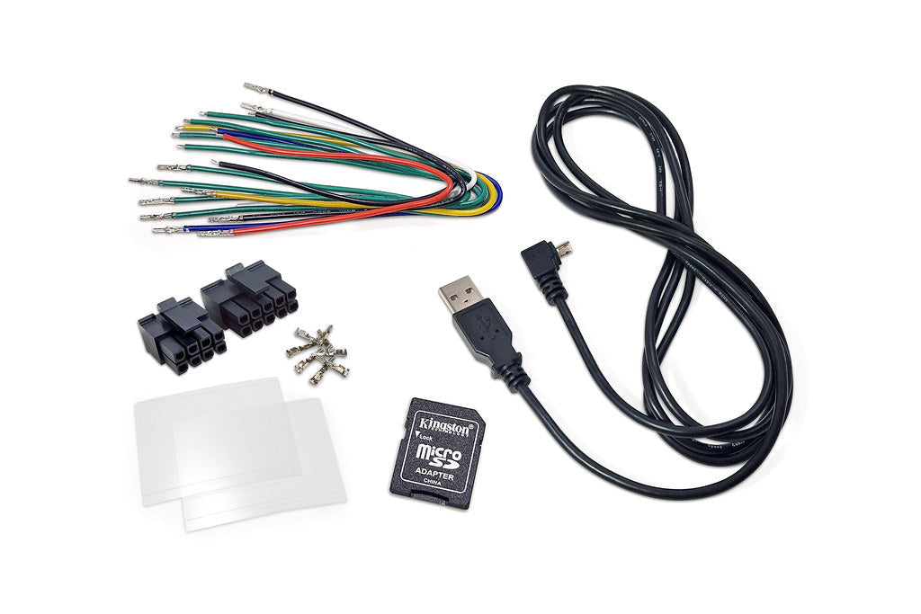 CANchecked MFD28 Gen2 2.8-inch multi-function display for the Volkswagen Corrado Facelift (LHD), shown on a white background with the vehicle-specific mounting bezel and wiring harness.