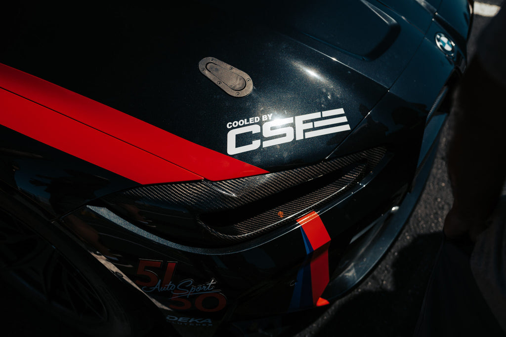 CSF G8X M2 M3 M4 S58 billet air-to-air competition manifold with CSF branding, designed for high-performance BMW engines.