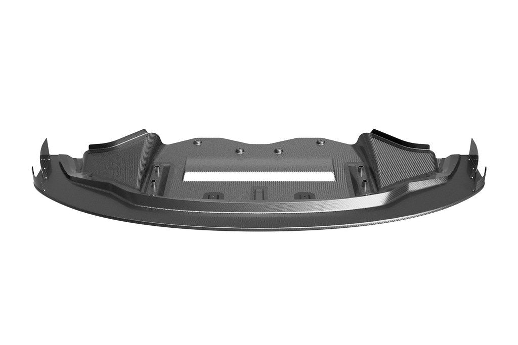 Vulcan Alpha G8X M3 M4 carbon front splitter for exterior enhancement, showcasing its sleek, aerodynamic design.