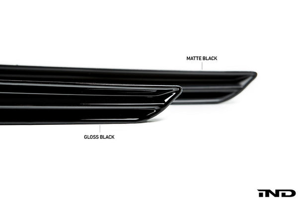 Acexxon Horizontal Slat Rear Reflector Inserts for the BMW F80 M3 and F82/F83 M4 on a white background, designed to replace the factory reflector openings with an aggressive horizontal slat design and OEM-style fitment.