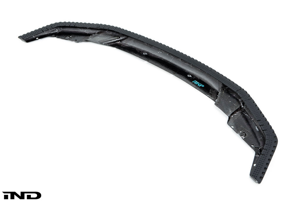 Acexxon Universal Front Lip Protector installed on a vehicle, showcasing a carbon splitter design against a white background.