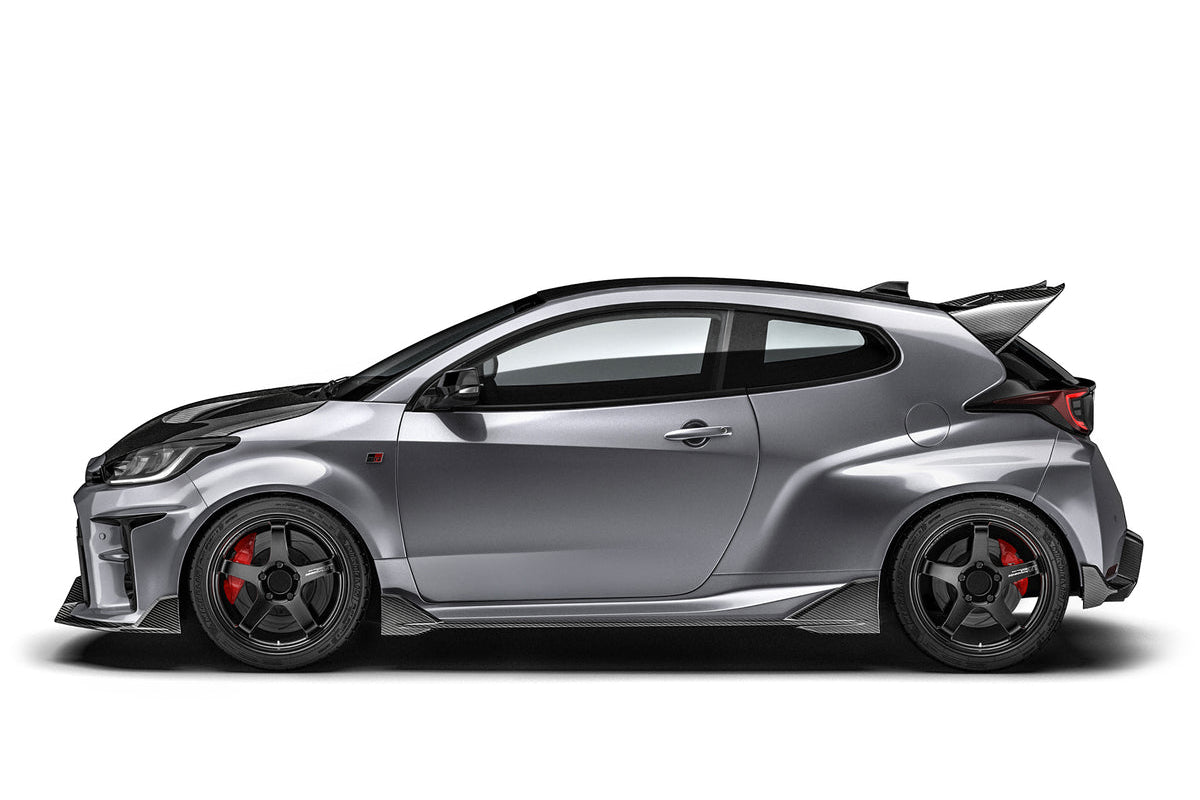 ADRO Toyota GR Yaris exterior carbon fiber rear diffuser installed on the back of the car, enhancing aerodynamics.