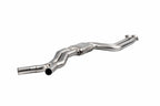 Akrapovic F87 M2 Competition titanium exhaust link pipe set on white background, showcasing high-performance automotive exhaust components.
