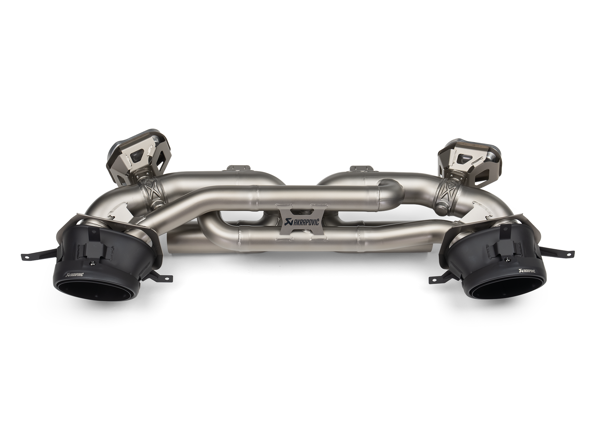 Akrapovič titanium slip-on exhaust system installed on Porsche 992.2 Carrera, T, S, 4S, Cabriolet, and Targa models.