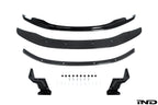 Alpha N E9X M3 GTS front lip splitter in white, adjustable exterior car accessory for BMW E9X M3 GTS model.