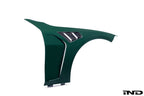 Alpha N G8X M3 M4 carbon vented front fender set for BMW, exterior car body parts with sporty design on white background