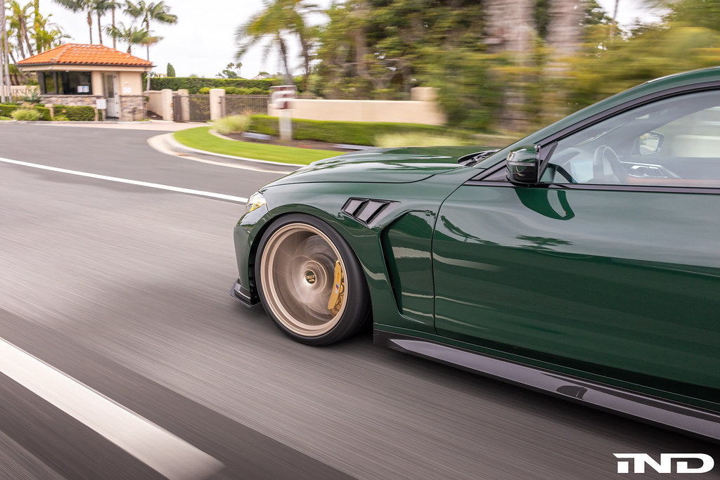 Alpha-N carbon vented front fenders installed on BMW G80 M3 and G82 M4