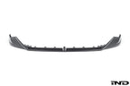 Alpha N BMW G90 G99 M5 carbon front splitter set with three white exterior pieces, designed for a sporty, aerodynamic look.