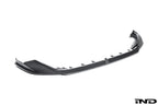 Alpha N BMW G90 G99 M5 carbon front splitter set, 3-piece exterior upgrade with white finish, enhances aggressive sporty look.