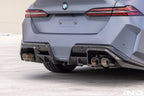 Eisenmann G90 G99 M5 Race Performance Exhaust System installed with carbon rear diffuser on BMW G90/G99 M5.