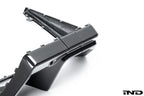Alpha N G90 G99 M5 Carbon Rear Diffuser V2 for BMW, showcasing sleek white exterior rear diffuser with detailed carbon fiber texture.