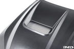 Alpha N BMW G90 G99 M5 carbon vented hood, lightweight exterior car part with vented design on a white background