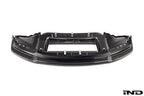 Alpha N G87 M2 Carbon Corse front splitter installed on a BMW M2, showcasing lightweight carbon fiber design on a white background.