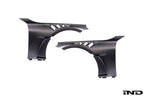 Alpha N G87 M2 Carbon Vented Front Fender Set V4 with blades, exterior car parts for BMW G87 M2, shown on white background.