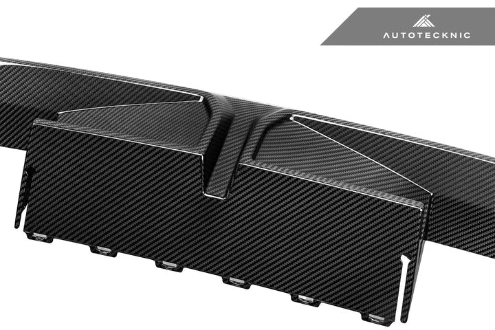 AutoTecknic BMW G87 M2 dry carbon club sport rear diffuser with detailed carbon weave, designed for enhanced exterior performance.
