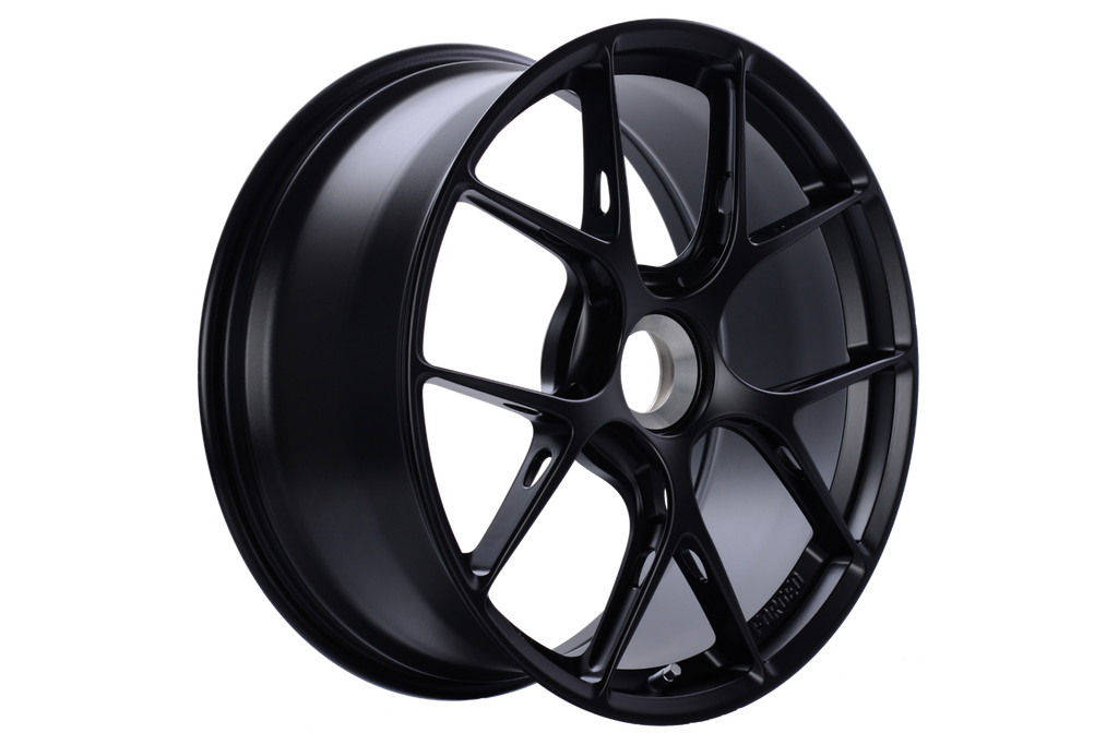 BBS FI-R 991 911 GT3 black satin 20-inch wheel set with multi-spoke design and performance-focused construction.